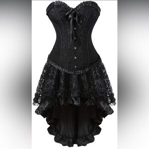 Chic Black Lace High-Low corset costume dress